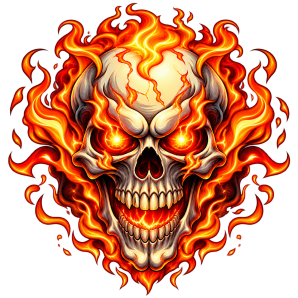 a skull consumed by eternal fire and rage png transparent image