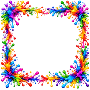 border frame with colourful paint splatter design free png transparent image
