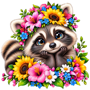 free flower floral raccoon animal png free transparent image