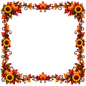 autumn fall leaves pumpkin frame border free png transparent design