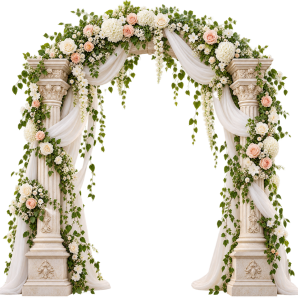 floral wedding pillar arch png free transparent image