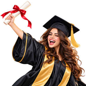woman celebrating graduation 2027 holding scroll free transparent image