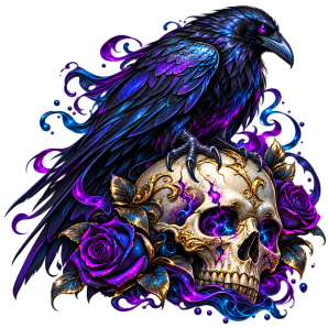 goth raven on skull free png transparent image