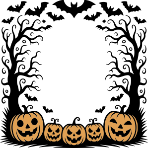 halloween border frame pumpkin bat decoration png free transparent image