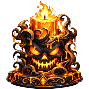 gothic black and orange fantasy design, spooky decorative emblem, dark gothic artwork, unique halloween clipart