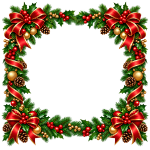 christmas holly border frame free png design transparent image