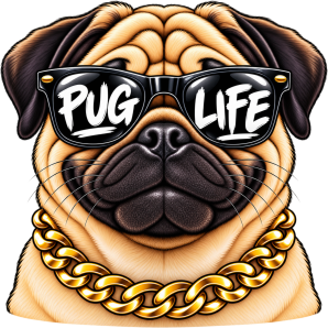 funny pug life dog png free
