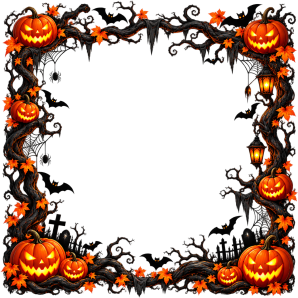 free halloween border pumpkin frame png transparent image