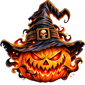 spooky pumpkin with witch hat free transparent png design