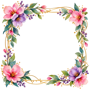 water coloured flower border png design free